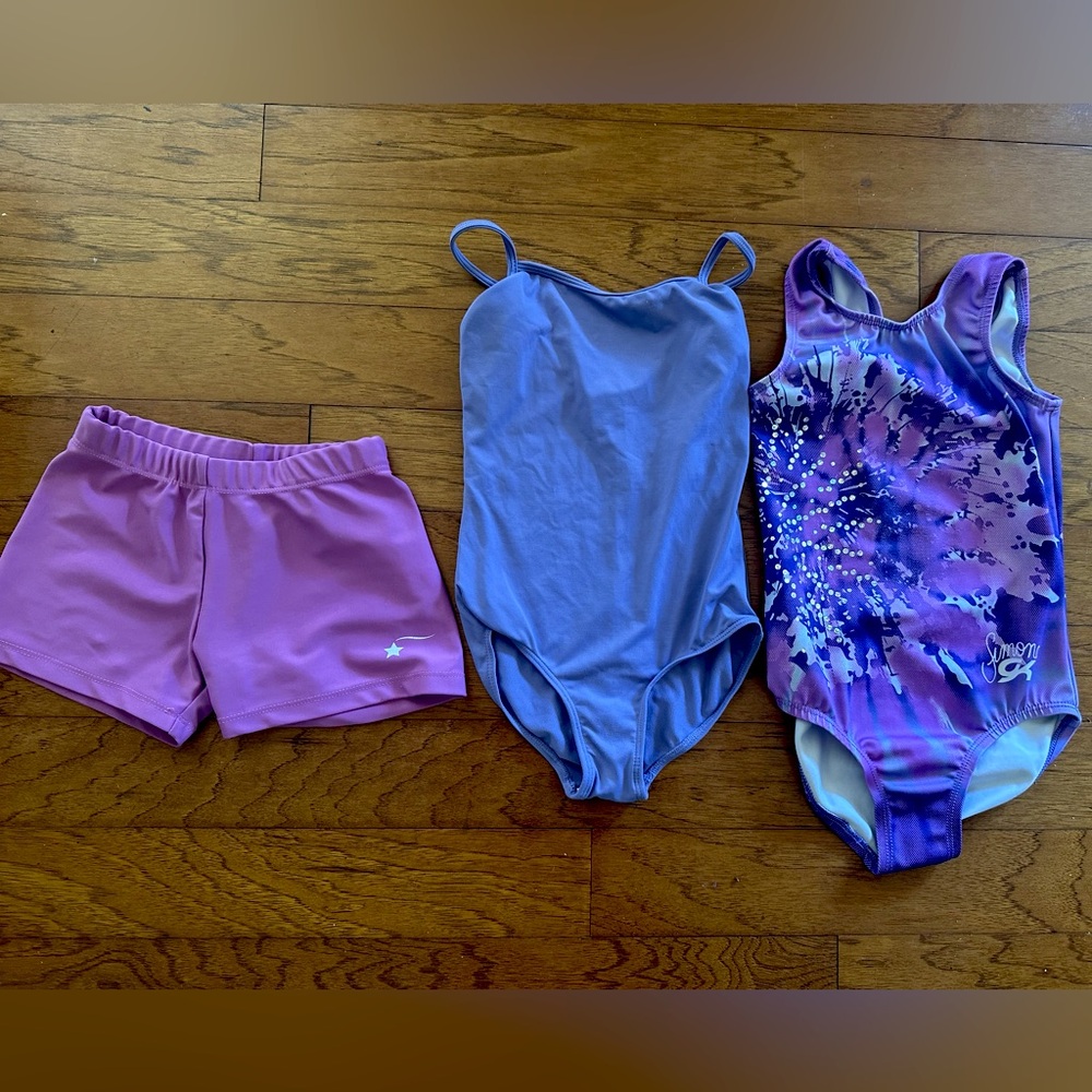 Child gymnastics/dance leotards size small. GK Simone Biles, Bloch, Destira
